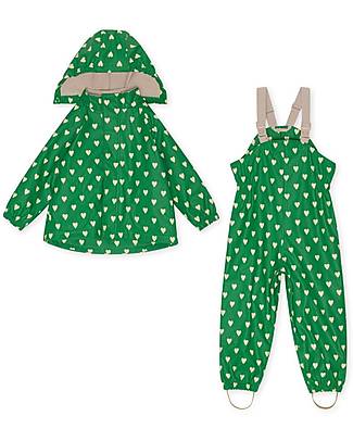 Konges Slojd Waterproof and Windproof rain Set - Jacket and Pants - Green Aisuru Waterproof