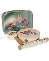 Konges Slojd Wooden Music Set - Tambourine Flute and Drum Rattle - FSC Wood Musical Instruments