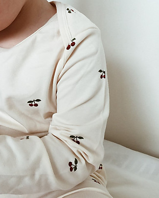 Konges Sløjd Long Sleeved Bodysuit - Cherry - Elasticated Organic Cotton Long Sleeves Bodies