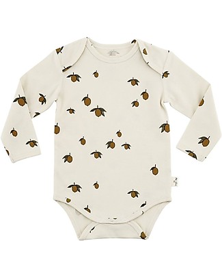 Konges Sløjd Long Sleeved Bodysuit - Lemon - Elasticated Organic Cotton Long Sleeves Bodies