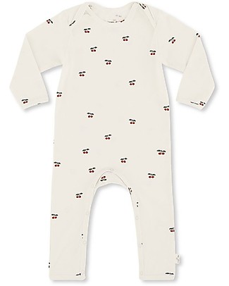 Konges Sløjd Long Sleeved Onesie - Cherry - Elasticated Organic Cotton Rompers