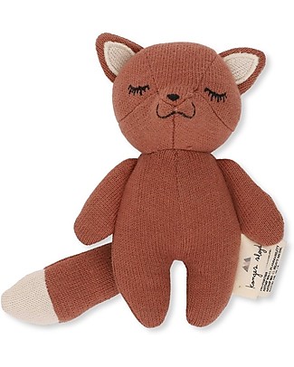 Konges Sløjd Mini Fox Knit Soft Toy with Rattle - 16 cm - 100% Organic Cotton Soft Toys