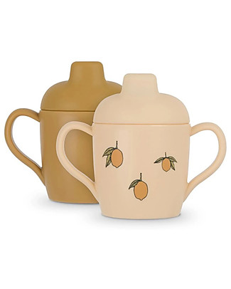 Konges Sløjd Pack of 2 Sippy Cup with Handles - Lemon - 8x5 cm Sippy Cups