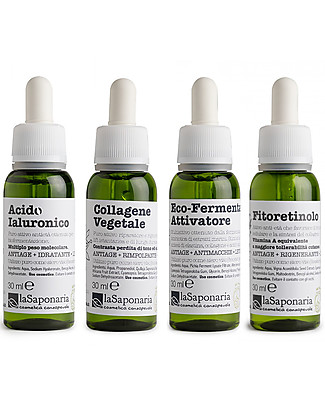 La Saponaria Attivi Puri Collection - Antiaging Set: Phyto-Retinol + Serum + Collagen + Hyaluronic Acid Face
