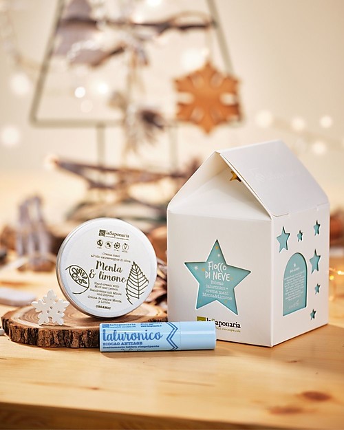 La Saponaria Casetta Lanterna Fiocco di Neve - Biocao Hyaluronic + Mint&Lemon Hand Cream - No Winter Cold! Face Creams