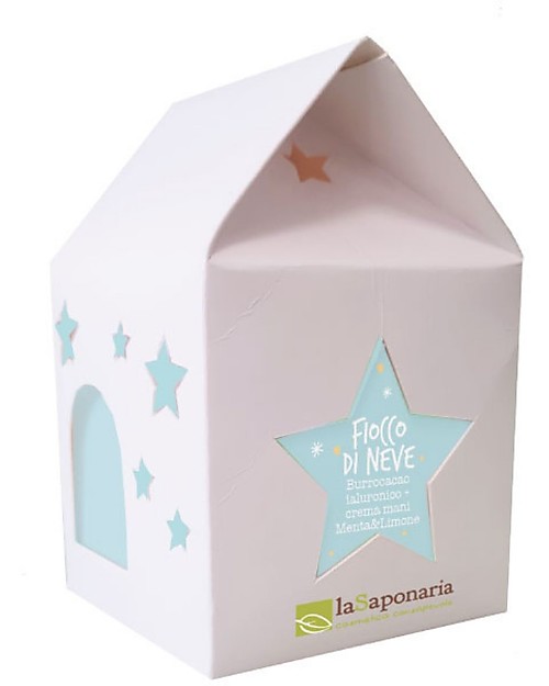La Saponaria Casetta Lanterna Fiocco di Neve - Biocao Hyaluronic + Mint&Lemon Hand Cream - No Winter Cold! Face Creams