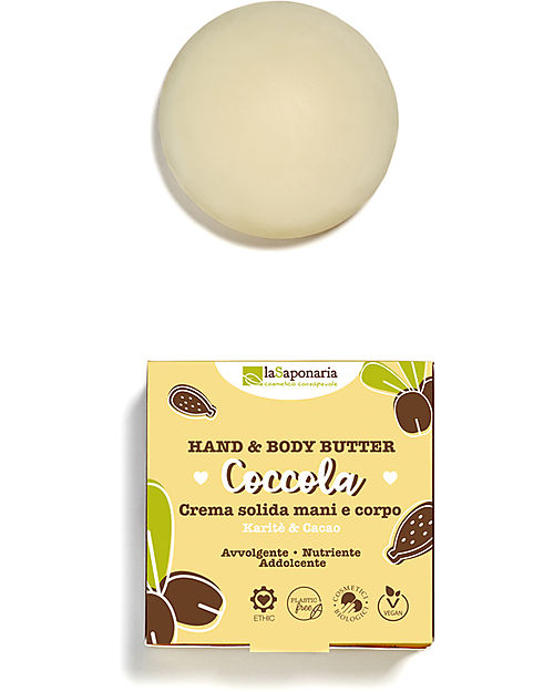 La Saponaria Coccola Solid Cream - Shea and Cocoa - 80 ml - Nourishing Body Lotions And Oils