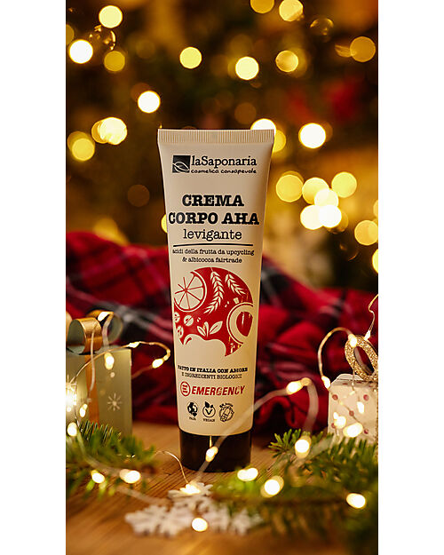 La Saponaria Crema Corpo AHA levigante Emergency -  Acidi della frutta da Upcycling e Albicocca Fair Trade (150 ml) Body Lotions And Oils