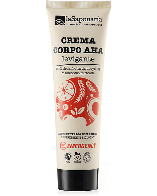 La Saponaria Crema Corpo AHA levigante Emergency -  Acidi della frutta da Upcycling e Albicocca Fair Trade (150 ml) Body Lotions And Oils