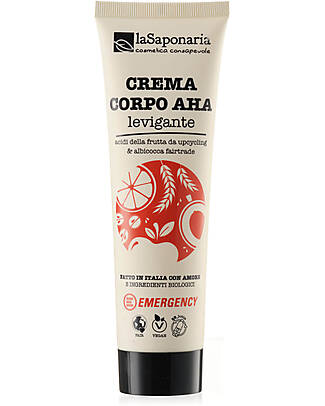 La Saponaria Crema Corpo AHA levigante Emergency -  Acidi della frutta da Upcycling e Albicocca Fair Trade (150 ml) Body Lotions And Oils