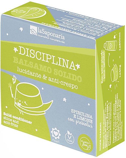 La Saponaria Disciplina Solid Balm - Shine and Anti-frizz - with Spirulina and Vitamin E Shampoos And Bath Wash
