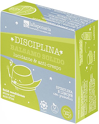 La Saponaria Disciplina Solid Balm - Shine and Anti-frizz - with Spirulina and Vitamin E Shampoos And Bath Wash