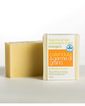 La Saponaria Extra-virgin Olive Oil Soap, Calendula and Wheat Germ, 100 gr - Emollient and soothing Shampoos And Bath Wash
