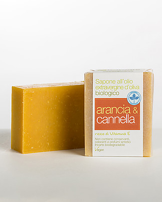 La Saponaria Extra-virgin Olive Oil Soap, Orange and Cinnamon, 100 gr - With Vitamin E Shampoos And Bath Wash