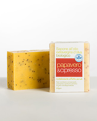 La Saponaria Extra-virgin Olive Oil Soap, Poppy and Cypress, 100 gr - Revitalising, scrub effect Shampoos And Bath Wash