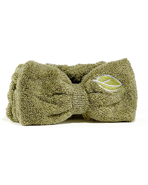 La Saponaria Hair Band with Leaf Embroidery - Green - Bamboo Hair Accessories