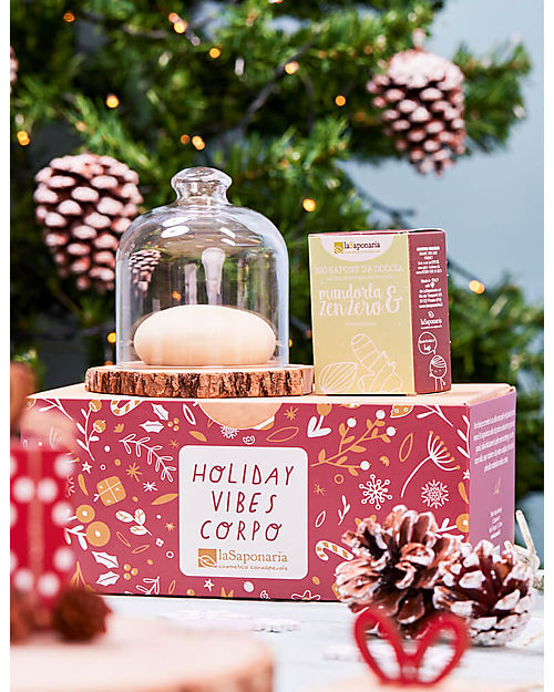 La Saponaria Holiday Vibes Box - Cuddle Solid Body Cream and Shower Soap - Almonds and Ginger Body Lotions And Oils