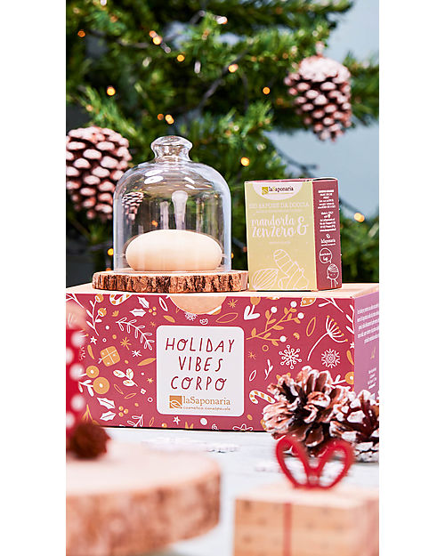 La Saponaria Holiday Vibes Box - Cuddle Solid Body Cream and Shower Soap - Almonds and Ginger Body Lotions And Oils
