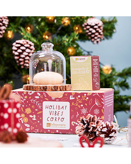 La Saponaria Holiday Vibes Box - Cuddle Solid Body Cream and Shower Soap - Almonds and Ginger Body Lotions And Oils