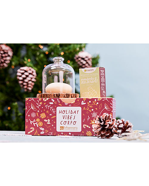 La Saponaria Holiday Vibes Box - Cuddle Solid Body Cream and Shower Soap - Almonds and Ginger Body Lotions And Oils