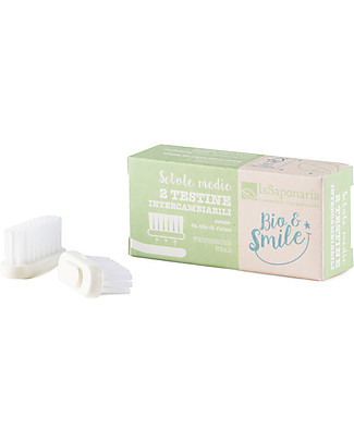 La Saponaria Interchangeable Heads for Toothbrush - Medium Bristles Toothpaste and Toothbrush