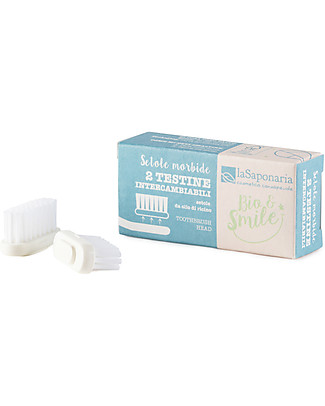 La Saponaria Interchangeable Heads for Toothbrush - Soft Bristles Toothpaste and Toothbrush