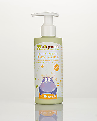 La Saponaria Organic Hair & Body Baby Wash, 200 ml - Ultra-delicate, no tears Baby Bath Wash and shampoo
