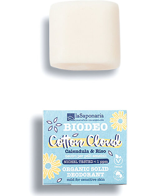 La Saponaria Organic Solid Deodorant - Cotton Cloud - Marigold and Rice - 40 gr Deodorant