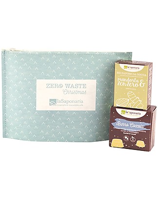 La Saponaria Pochette azzurra (Zero waste corpo - Sapone da doccia mandorle e zenzero + olio solido corpo) Shampoos And Bath Wash