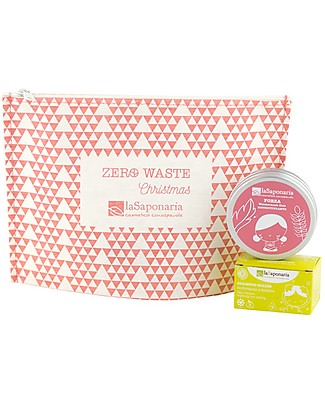La Saponaria Pochette triangoli rossi (Zero waste capelli Forza - Shampoo solido lenitivo + Wondermask Hair Forza) Hair Care