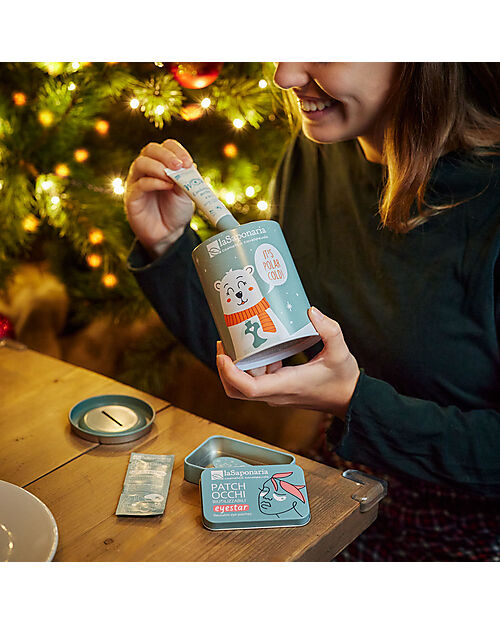 La Saponaria Polar Bear Tin Bank with Eye Patches + Wow Eye Contour + Lift&Restore Eye Contour Sample - Tin Body Lotions And Oils