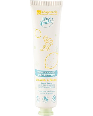 La Saponaria Protective Toothpaste - Lemon and Ginger - 75 ml Toothpaste and Toothbrush