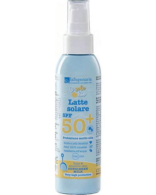 La Saponaria Sun Cream SPF50+ - 125ml - Very High Protection - 100% Mineral Filters Sun Screen
