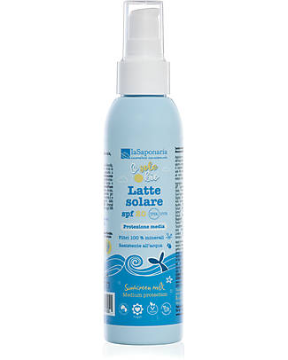 La Saponaria Sun Milk SPF20 - Mineral Filters - Coconut Oil and VitaminE - 125ml Sun Screen