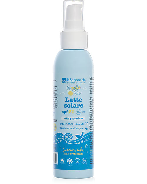 La Saponaria Sun Milk SPF30 - 125ml - High Protection - 100% Mineral Filters Sun Screen