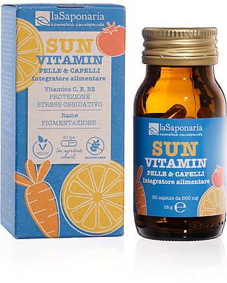 La Saponaria Sun Vitamin Food Supplement - Vitamin C-E and B2 - 30cp - Ally for Erythema and Burns Baby Cereal