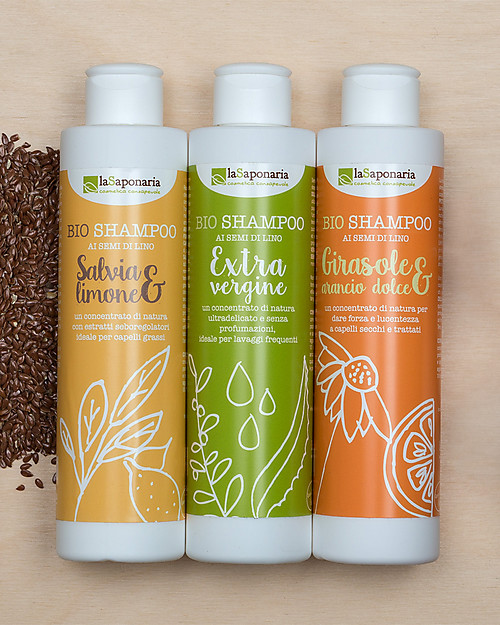 La Saponaria Sunflower and Sweet Orange Shampoo, Flaxseeds Range, 200 ml - For dry/coloured hair Hair Care