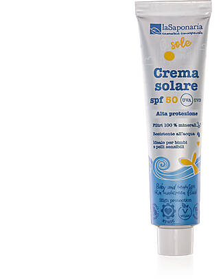 La Saponaria Travel Size Sun Cream SPF50 Mineral Filters - Coconut Oil and Vitamin E - 40ml Sun Screen