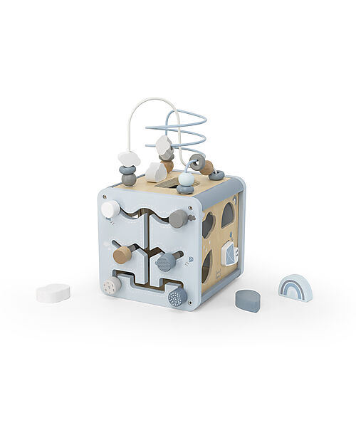 Label Label 5-in-1 Activity Cube in FSC Wood - Light Blue -12+ m Wooden Stacking Toys