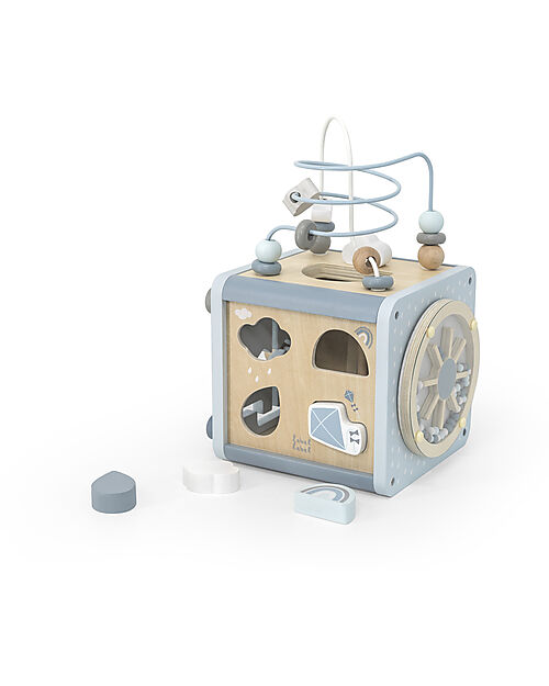 Label Label 5-in-1 Activity Cube in FSC Wood - Light Blue -12+ m Wooden Stacking Toys