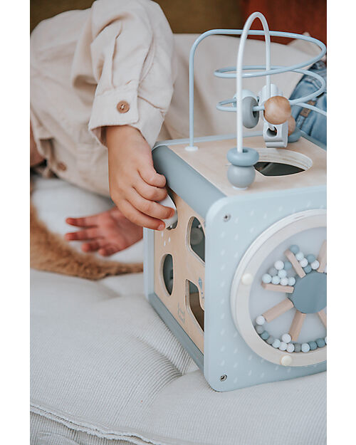 Label Label 5-in-1 Activity Cube in FSC Wood - Light Blue -12+ m Wooden Stacking Toys