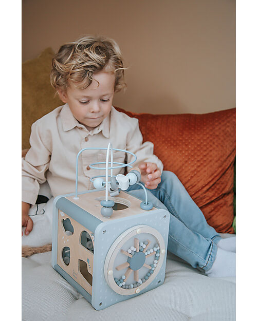 Label Label 5-in-1 Activity Cube in FSC Wood - Light Blue -12+ m Wooden Stacking Toys