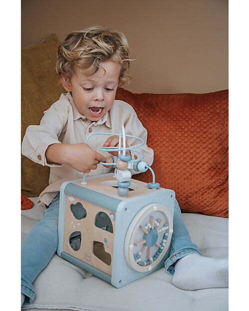 Label Label 5-in-1 Activity Cube in FSC Wood - Light Blue -12+ m Wooden Stacking Toys