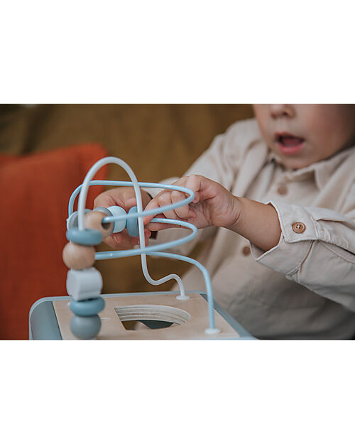 Label Label 5-in-1 Activity Cube in FSC Wood - Light Blue -12+ m Wooden Stacking Toys