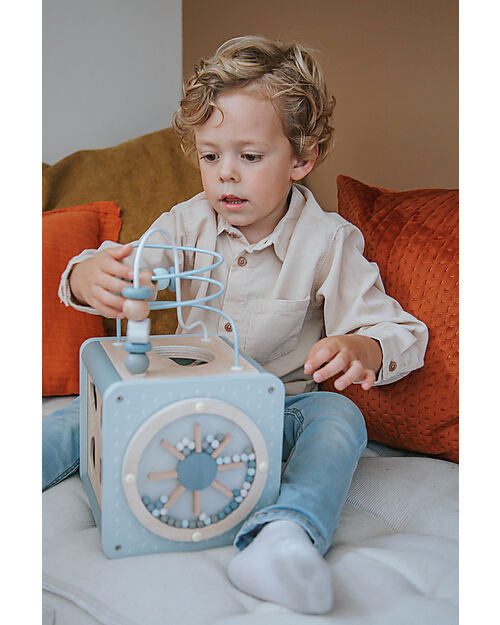 Label Label 5-in-1 Activity Cube in FSC Wood - Light Blue -12+ m Wooden Stacking Toys