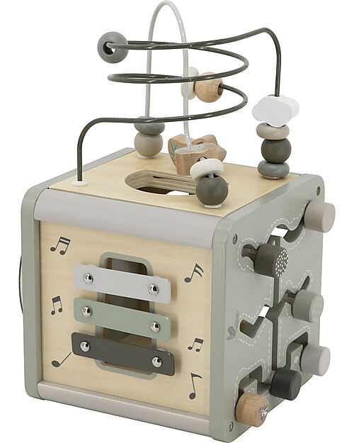 Label Label 5-in-1 Activity Cube in FSC Wood - Olive -12+ m Wooden Stacking Toys