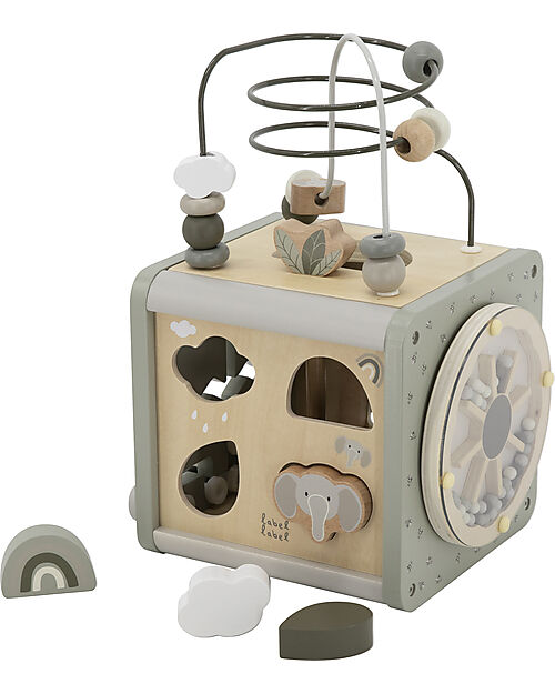 Label Label 5-in-1 Activity Cube in FSC Wood - Olive -12+ m Wooden Stacking Toys