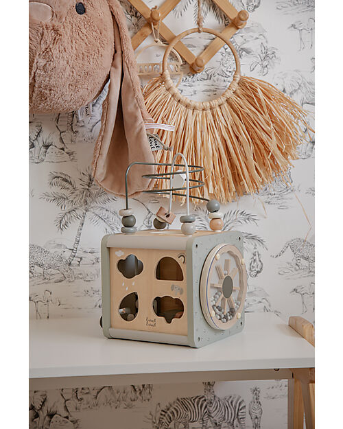 Label Label 5-in-1 Activity Cube in FSC Wood - Olive -12+ m Wooden Stacking Toys