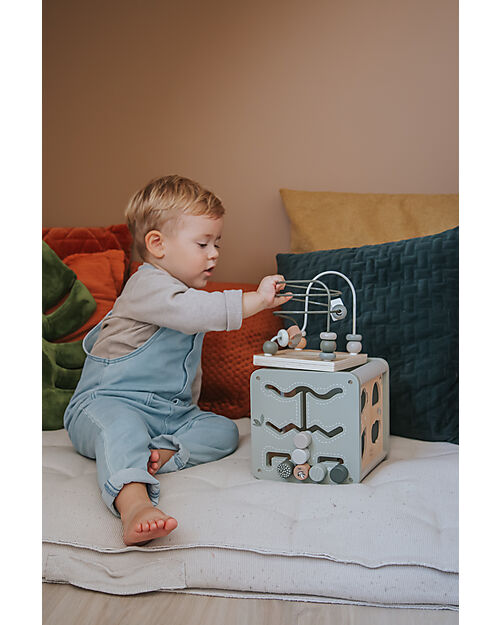 Label Label 5-in-1 Activity Cube in FSC Wood - Olive -12+ m Wooden Stacking Toys