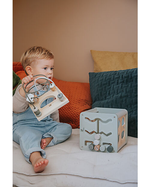 Label Label 5-in-1 Activity Cube in FSC Wood - Olive -12+ m Wooden Stacking Toys